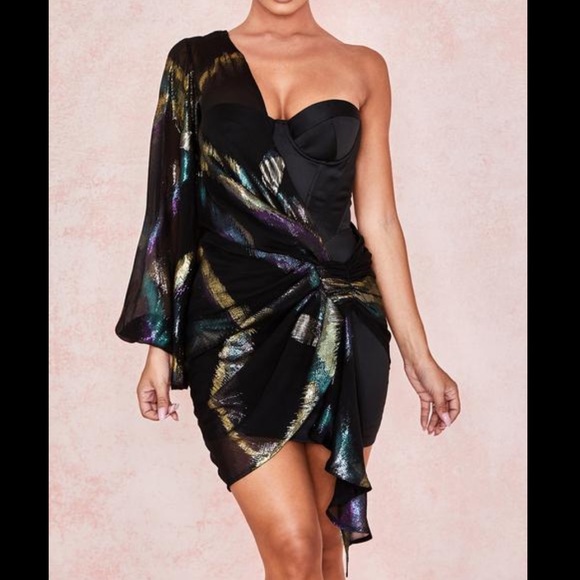 House of CB Miranda Bustier Draped Overlay Dress - Picture 2 of 8